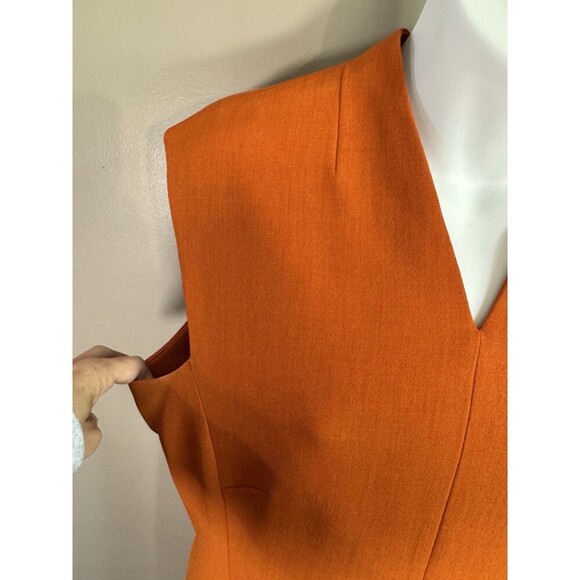 MM Lafleur Dress SZ 12 Orange Aditi 2.0 Sheath Sleeveless Midi Stretch Crepe - Picture 2 of 7